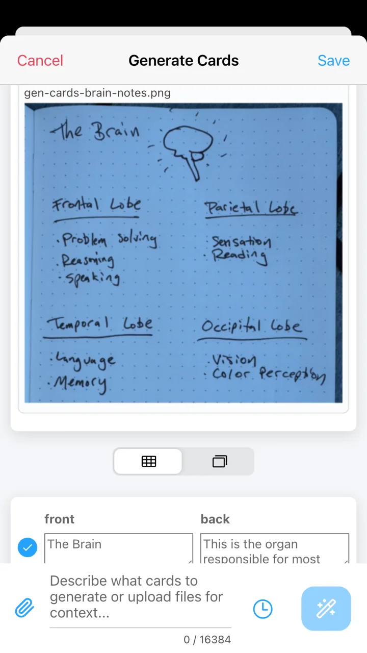 AlgoApp generating flashcards from handwritten notes